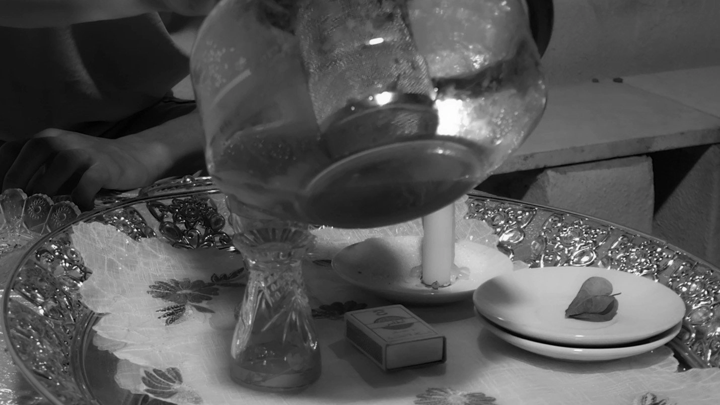 between tea and the ashtray